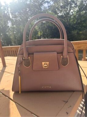 Cromia Taupe Leather Satchel with Gold Hardware